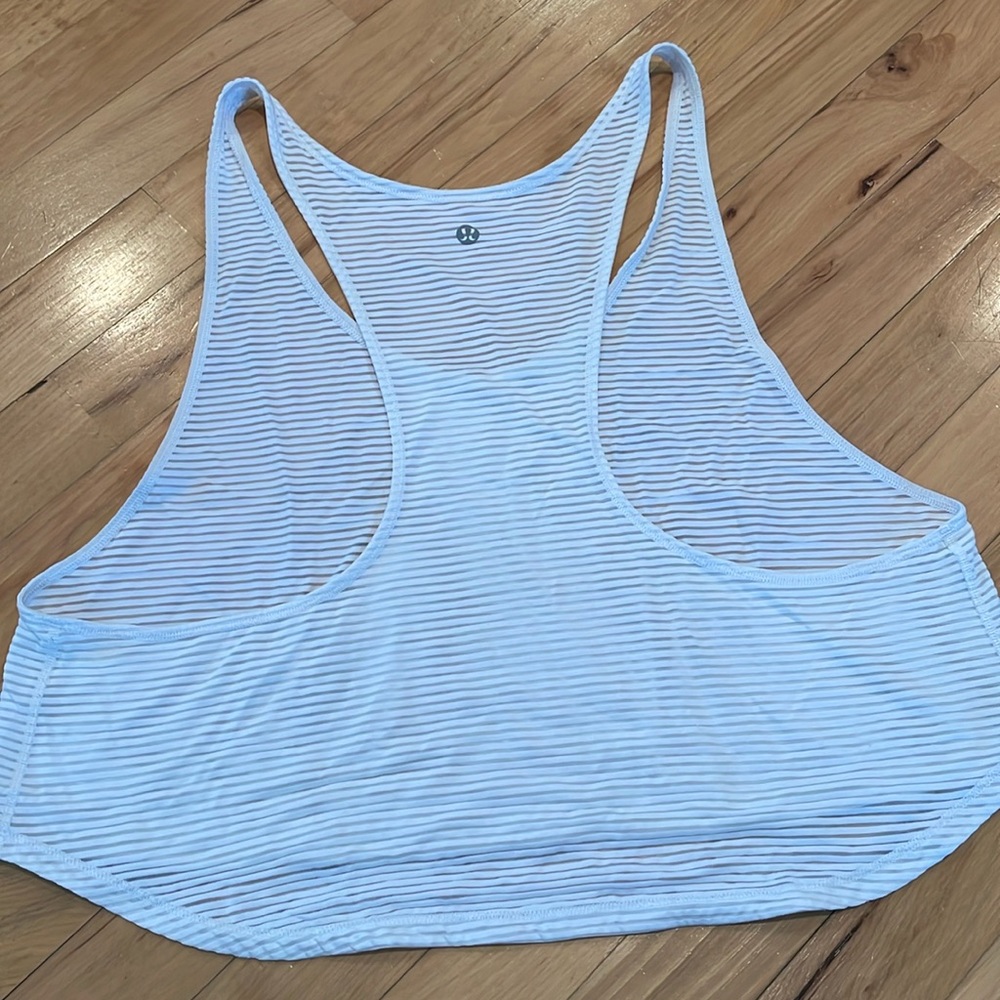 Lululemon white shear striped crop tank top